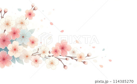 白い背景に桜の花のイラスト 114385270
