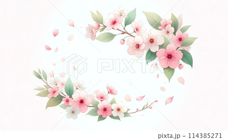 ピンクの桜のあるナチュラルな背景素材 114385271