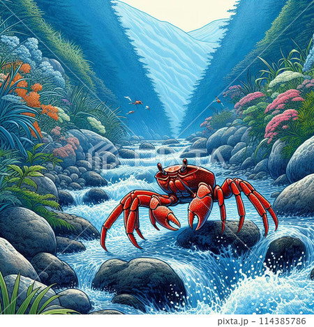 渓流のサワガニのイラスト素材 [114385786] - PIXTA