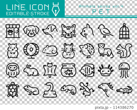 ラインアイコン　動物シリーズvol.4　ペット用動物 114386270