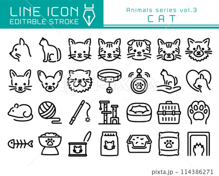 ラインアイコン　動物シリーズvol.3　猫 114386271