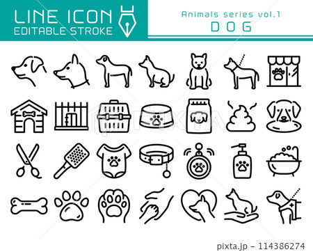 ラインアイコン　動物シリーズvol.1　犬 114386274