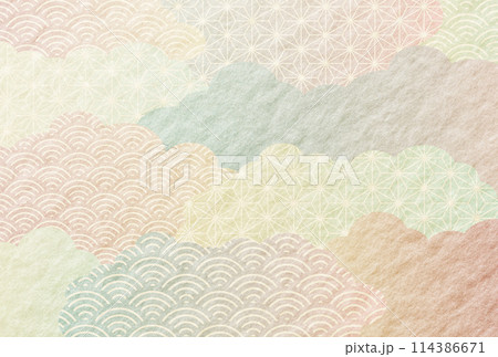 お中元　暑中見舞いの和柄　雲の　和紙背景 114386671