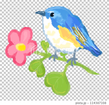幸せの青い鳥とお花のイラスト素材 [114387108] - PIXTA