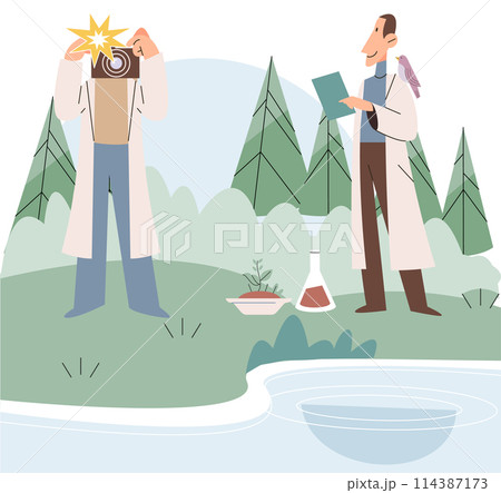 Nature science. Vector illustration. Learning from natures patterns and processes drives scientific and technological innovation Information collected through environmental studies informs 114387173