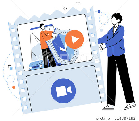 Video marketing vector illustration. Social media platforms play crucial role in disseminating video content and fostering engagement Targeted video marketing utilizes technology to deliver Targeted 114387192