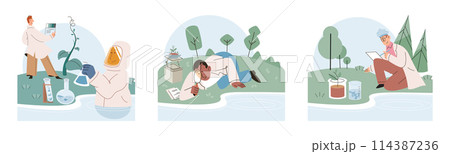 Nature science. Vector illustration. Biotechnology harnesses natures potential to develop innovative scientific solutions Natural resources and ecosystems are vital for sustenance life on Earth 114387236