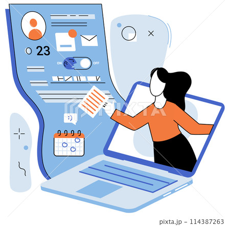 Personal profile. Vector illustration. Personal profiles enable individuals to present their professional identities to wider audience The personal profile metaphor compares profile to digital Personal profile. Vector illustration. Personal profiles enable individuals to present their professional identities to wider audience The personal profile metaphor compares profile to digital 114387263