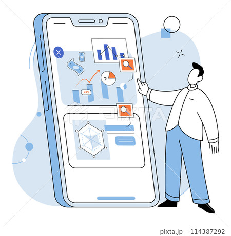 Market research. Vector illustration. Technology has enabled businesses to gather market research data more efficiently Analyzing market trends helps businesses adapt and stay competitive Thorough Market research. Vector illustration. Technology has enabled businesses to gather market research data more efficiently Analyzing market trends helps businesses adapt and stay competitive Thorough 114387292