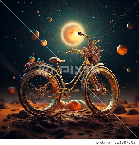 Celestial Cycles - Bicycle with Wheels of Celestial Bodies 114387305