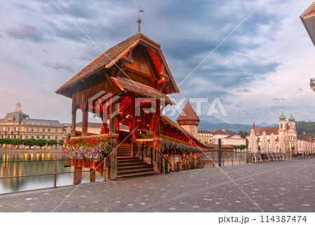 Lucerne in the evening, Switzerland 114387474
