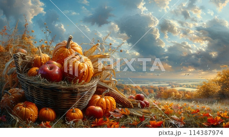 A Basket Filled With Assorted Fresh Fruit 114387974