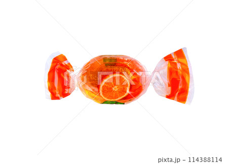 Candy wrapper on white. 114388114