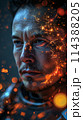 Portrait of a man. Half face in cyberspace. Artificial intelligence concept 114388205