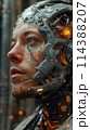 Portrait of a man. Half face in cyberspace. Artificial intelligence concept 114388207
