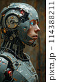 Portrait of a man. Half face in cyberspace. Artificial intelligence concept 114388211