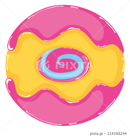 Colored glazed donut Dessert icon Vector Colored glazed donut Dessert icon Vector 114388244