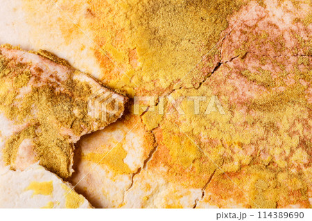 Mouldy growth on flat bread. Mouldy growth on flat bread. 114389690