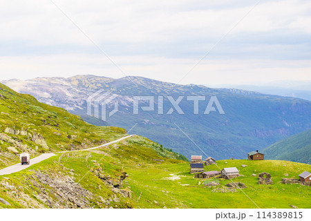 Norwegian mountains summer farm Norwegian mountains summer farm 114389815