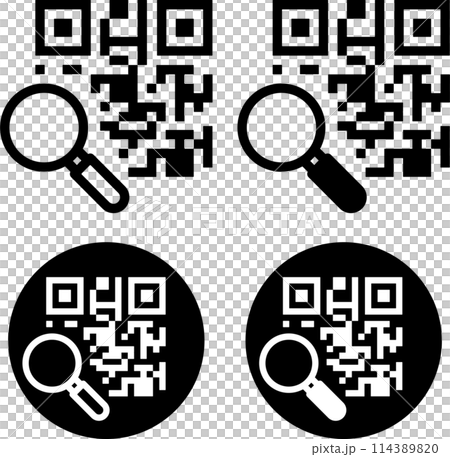 Magnifying glass QR code icon set 114389820