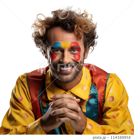 Close Up of Person Wearing Clown Makeup 114389958