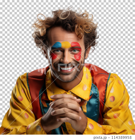 Close Up of Person Wearing Clown Makeup 114389958