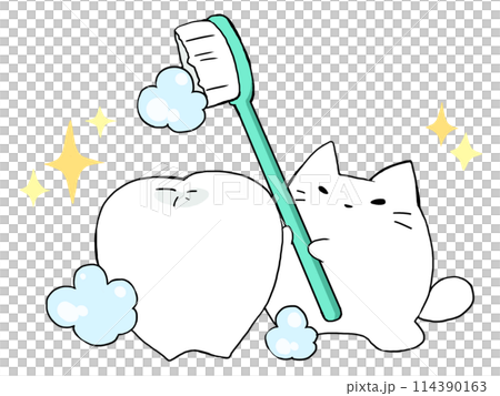 Teeth brushing cat Teeth brushing cat 114390163
