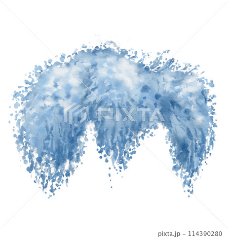 Bougainvillea flower in monochrome colors blue and white. Clipart. Hand drawn watercolor illustration isolated on white background. For posters,csrds,invitations,stickers 114390280