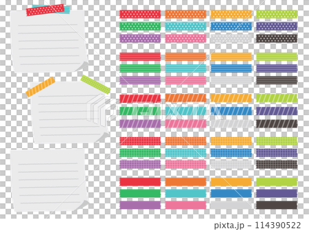 A set of masking tape and memo illustrations 114390522