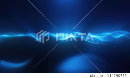 Blue energy magic waves high tech digital iridescent morphing with light rays lines and energy particles. Abstract background Blue energy magic waves high tech digital iridescent morphing with light rays lines and energy particles. Abstract background 114390733