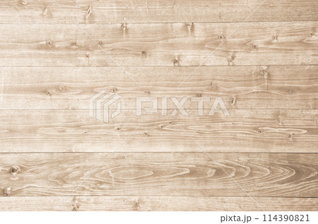木目のある茶色の板が並ぶ背景素材 114390821