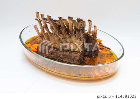 Lamb ribs in white background 114391028