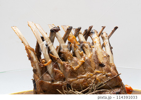 Lamb ribs in white background Lamb ribs in white background 114391033