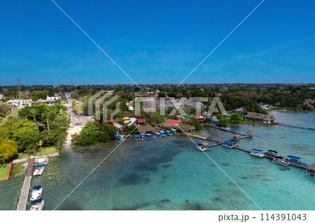 Bacalar seven colors lagoon in Quintana Roo 114391043