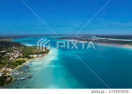 Bacalar seven colors lagoon in Quintana Roo 114391050