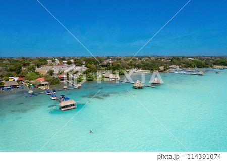 Bacalar seven colors lagoon in Quintana Roo 114391074