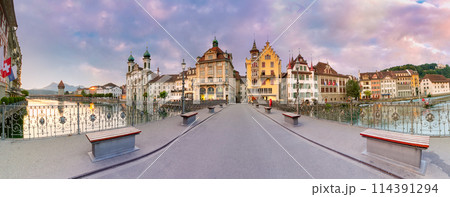 Lucerne at sunrise in Switzerland 114391294