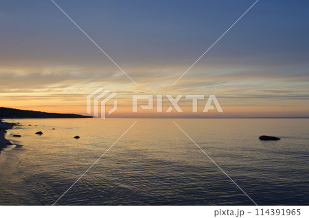 Lake Ladoga at sunset. 114391965