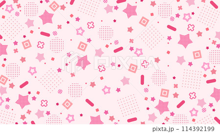 ランダムな星と幾何学模様のパターン背景 ランダムな星と幾何学模様のパターン背景 114392199