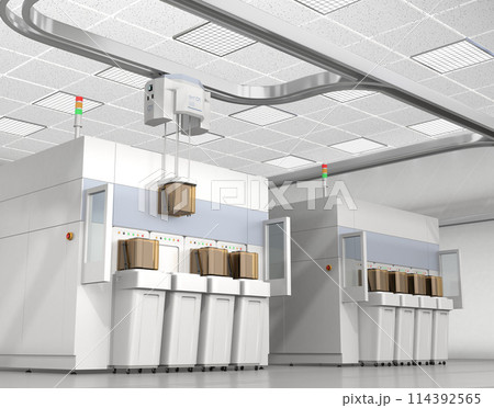 半導体製造工場のOHT搬送装置、エッチング、洗浄装置のイメージ 半導体製造工場のOHT搬送装置、エッチング、洗浄装置のイメージ 114392565