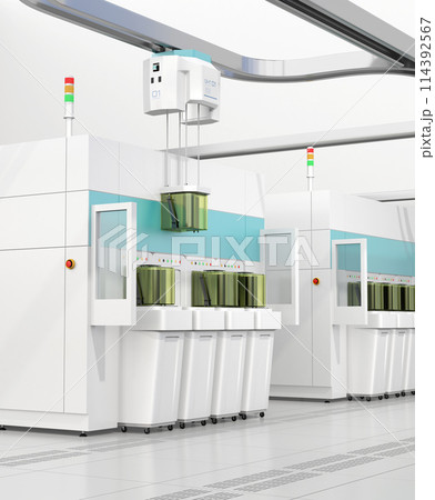 半導体製造工場のOHT搬送装置、エッチング、洗浄装置のイメージ 半導体製造工場のOHT搬送装置、エッチング、洗浄装置のイメージ 114392567