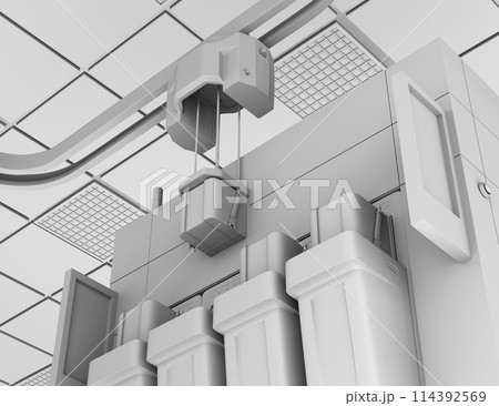 半導体製造工場のOHT搬送装置、エッチング、洗浄装置のクレイレンダリングイメージ 114392569