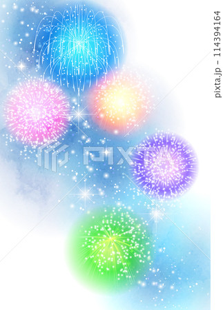 花火、星空、背景、イラスト、かわいい、縦型 114394164