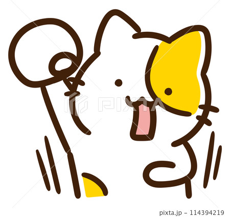 拳を突き上げ気合を入れるかわいいねこのキャラクターのコミカルなイラスト 拳を突き上げ気合を入れるかわいいねこのキャラクターのコミカルなイラスト 114394219