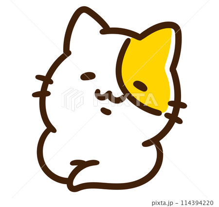のほほんとリラックスタイムを満喫するかわいいねこのキャラクターのデフォルメイラスト 114394220