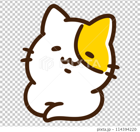 のほほんとリラックスタイムを満喫するかわいいねこのキャラクターのデフォルメイラスト 114394220
