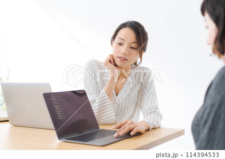 打ち合わせをする30代女性 114394533
