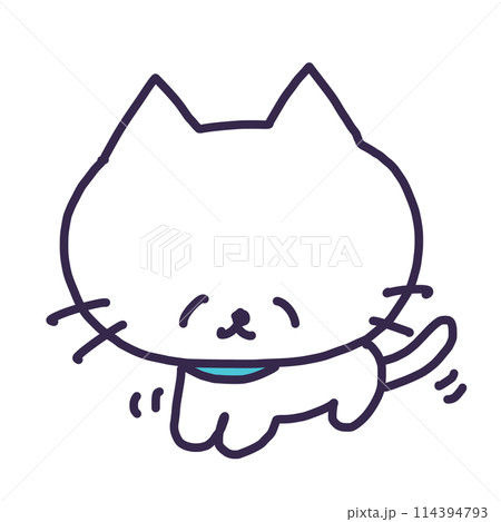 人懐こいにこにこ顔のかわいい白い色の子猫のイラスト 114394793