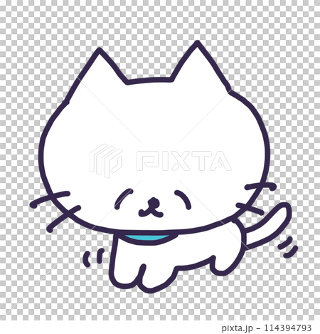 人懐こいにこにこ顔のかわいい白い色の子猫のイラスト 114394793