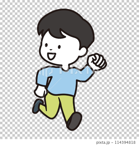 元気よく楽しく走っている長袖とズボンを履いた男の子のイラスト素材 元気よく楽しく走っている長袖とズボンを履いた男の子のイラスト素材 114394818
